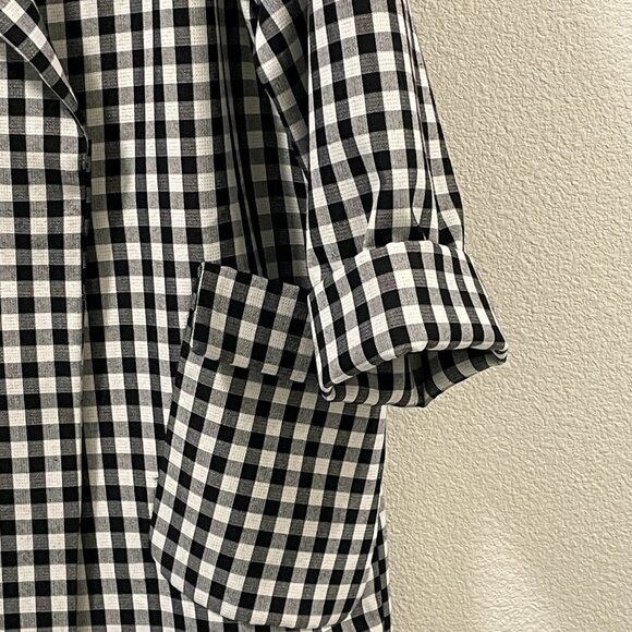 (NEW) BLACK TAPE Long Line Coat Buffalo Check Long Sleeve Oversize, B & W - XL - Picture 5 of 8